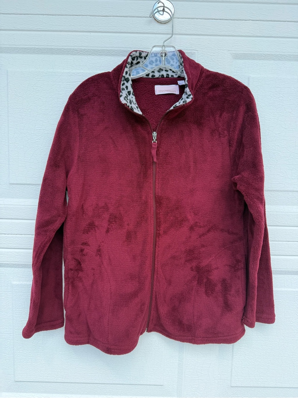 Stan Herman (LOT OF 2)  Jackets Womens M Burgundy Wine Fleece Mock Neck Cozy